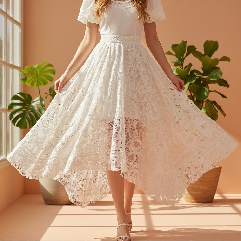 Just Taylor White Lace Dress Sz 10 Bridal Shower Garden Party Midi